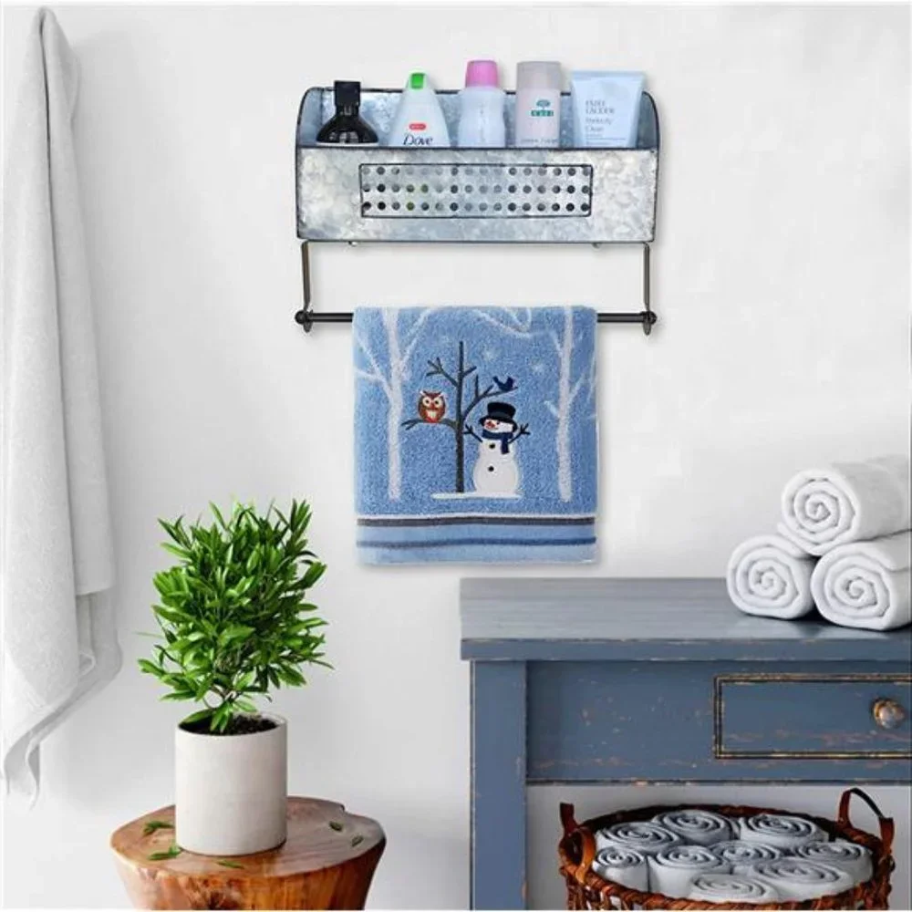 ShabbyDecor Farmhouse Paper Towel Holder with Shelf, Rustic Toilet Paper Holder